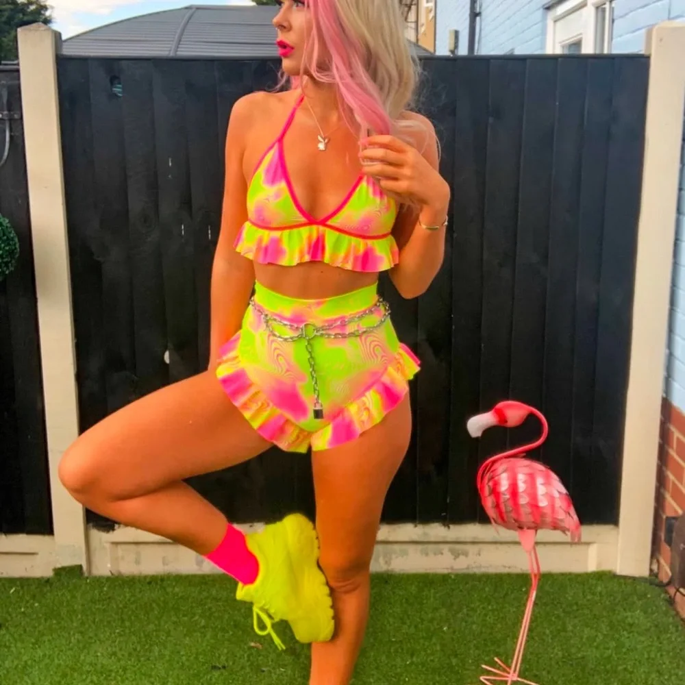 Neon Ruffle Bikini Set - Picture 3 of 5